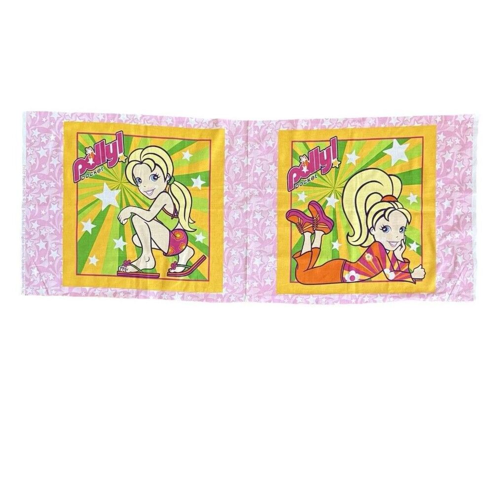 Vintage Mattel Inc Polly Pocket Quilt Block Pillow Panel 2594 Fabric Tote Bags